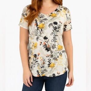5/$25 LuLaRoe Floral Short Sleeve Top - Yellow and Black